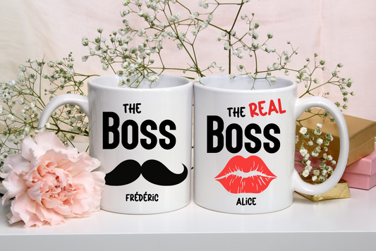 Duo de mugs personnalisés The Boss & The Real Boss