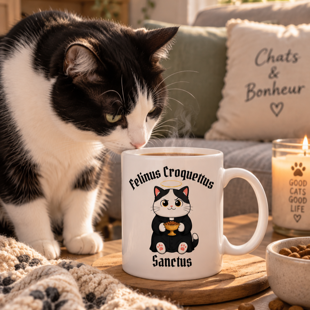 Tasse personnalisée Felinus Croquettus Sanctus