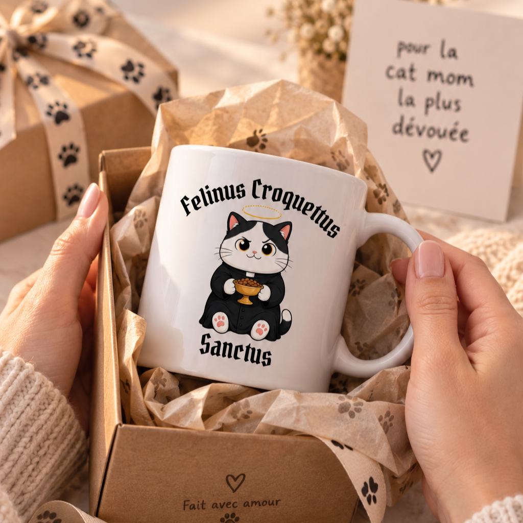 Tasse personnalisée Felinus Croquettus Sanctus