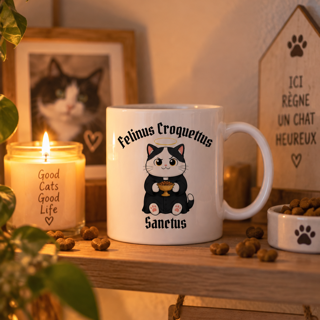 Tasse personnalisée Felinus Croquettus Sanctus