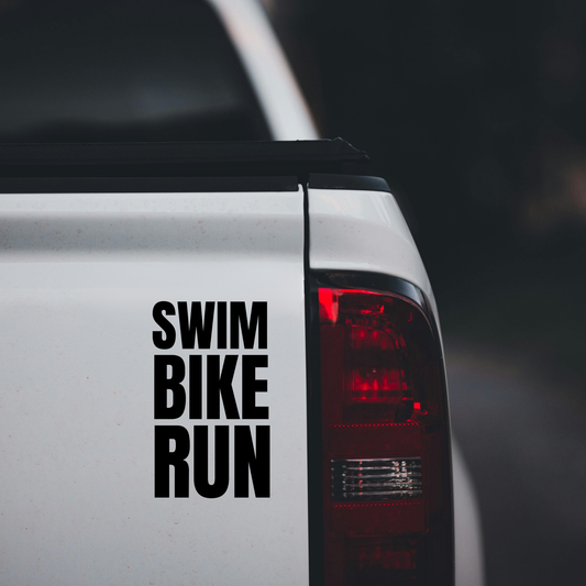 Sticker Swim Bike Run Vertical – Autocollant Triathlon Lettrage Bold