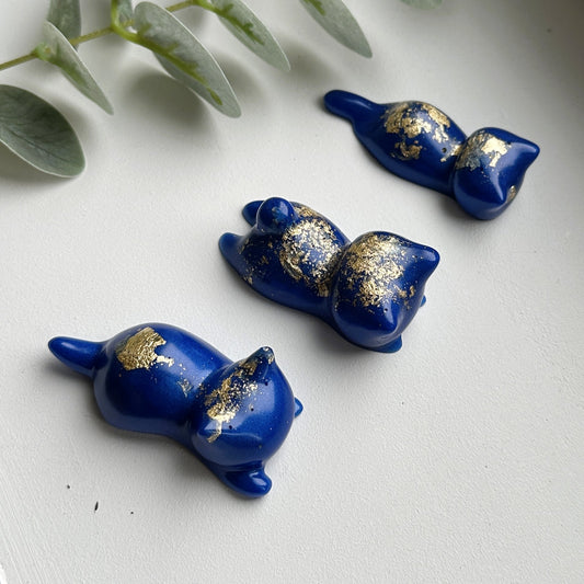 Figurines Chats en Résine Époxy Bleu
