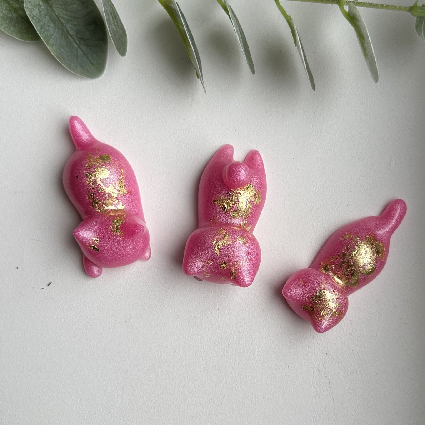 Figurines Chats en Résine Époxy Rose