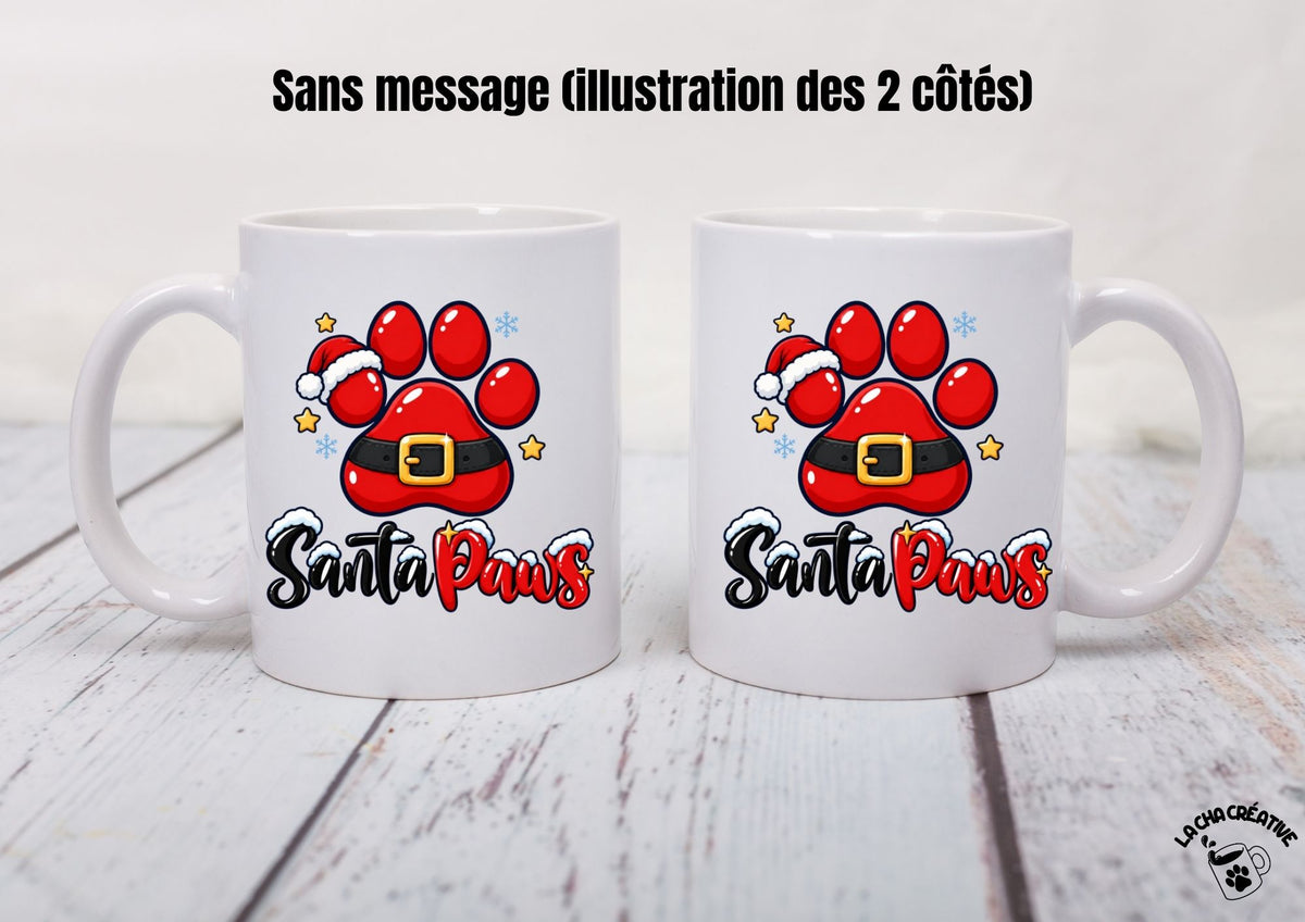 Tasse personnalisée Santa Paws – Patte de Père Noël