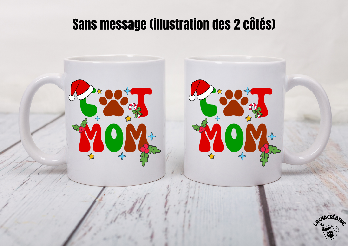 Tasse personnalisée Christmas Cat Mom