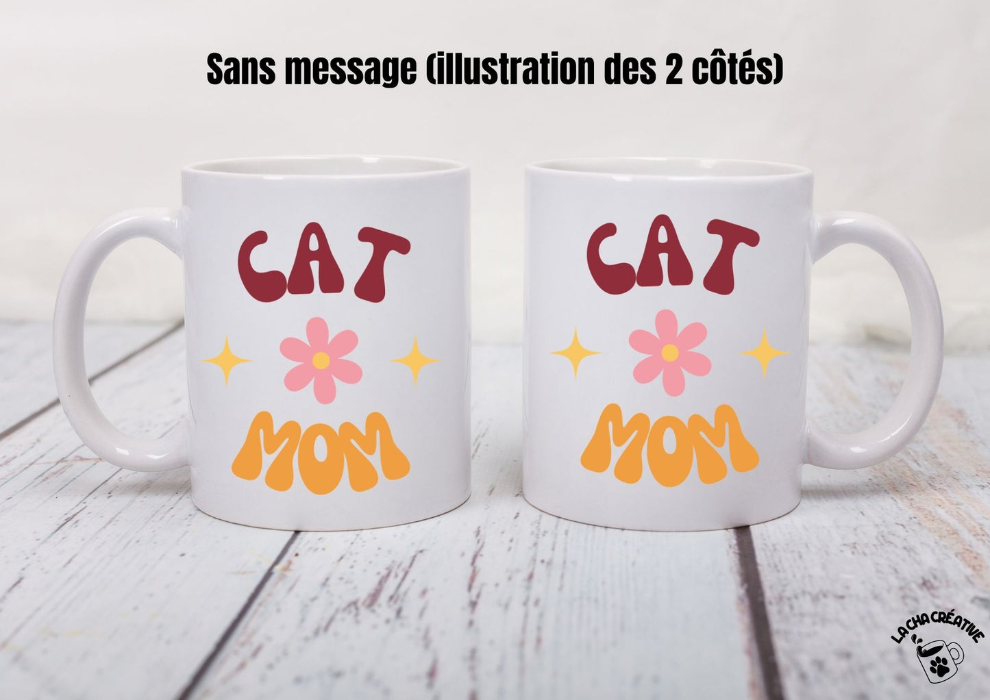 Mug personnalisé Cat Mom Power Flower