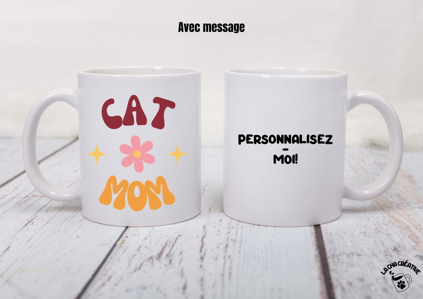 Mug personnalisé Cat Mom Power Flower