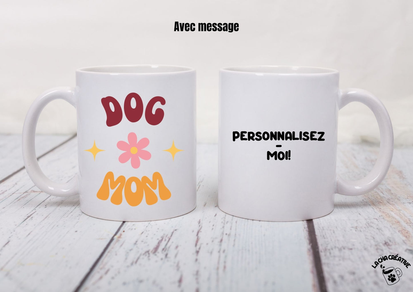 Mug personnalisé Dog Mom Power Flower