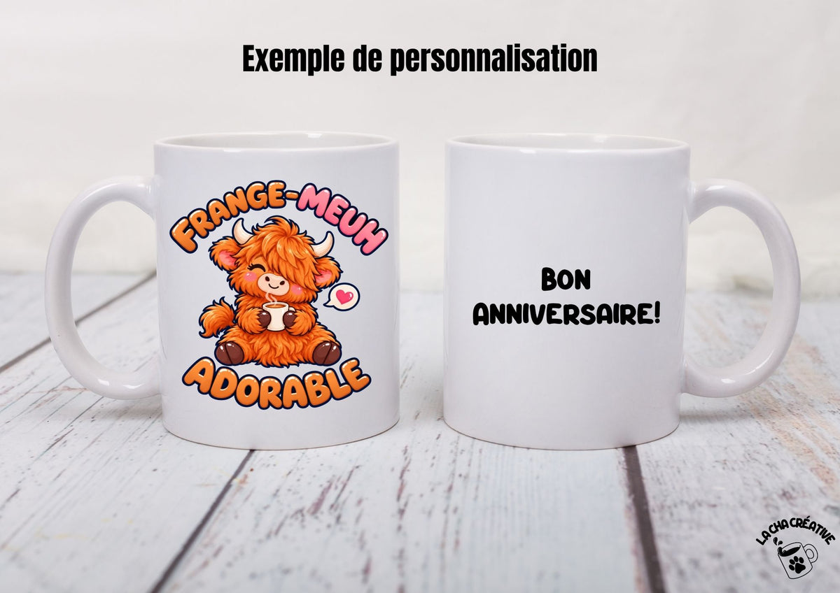 Tasse personnalisée Frange-Meuh Adorable – Vache Highland