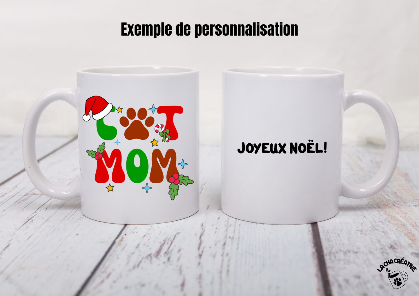 Tasse personnalisée Christmas Cat Mom