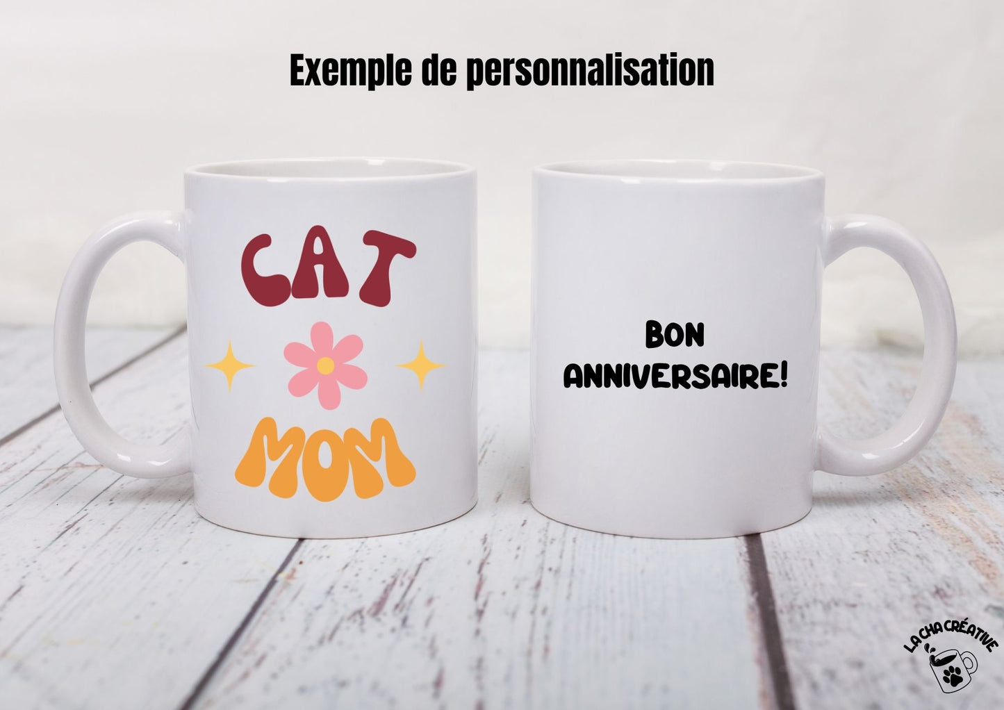 Mug personnalisé Cat Mom Power Flower