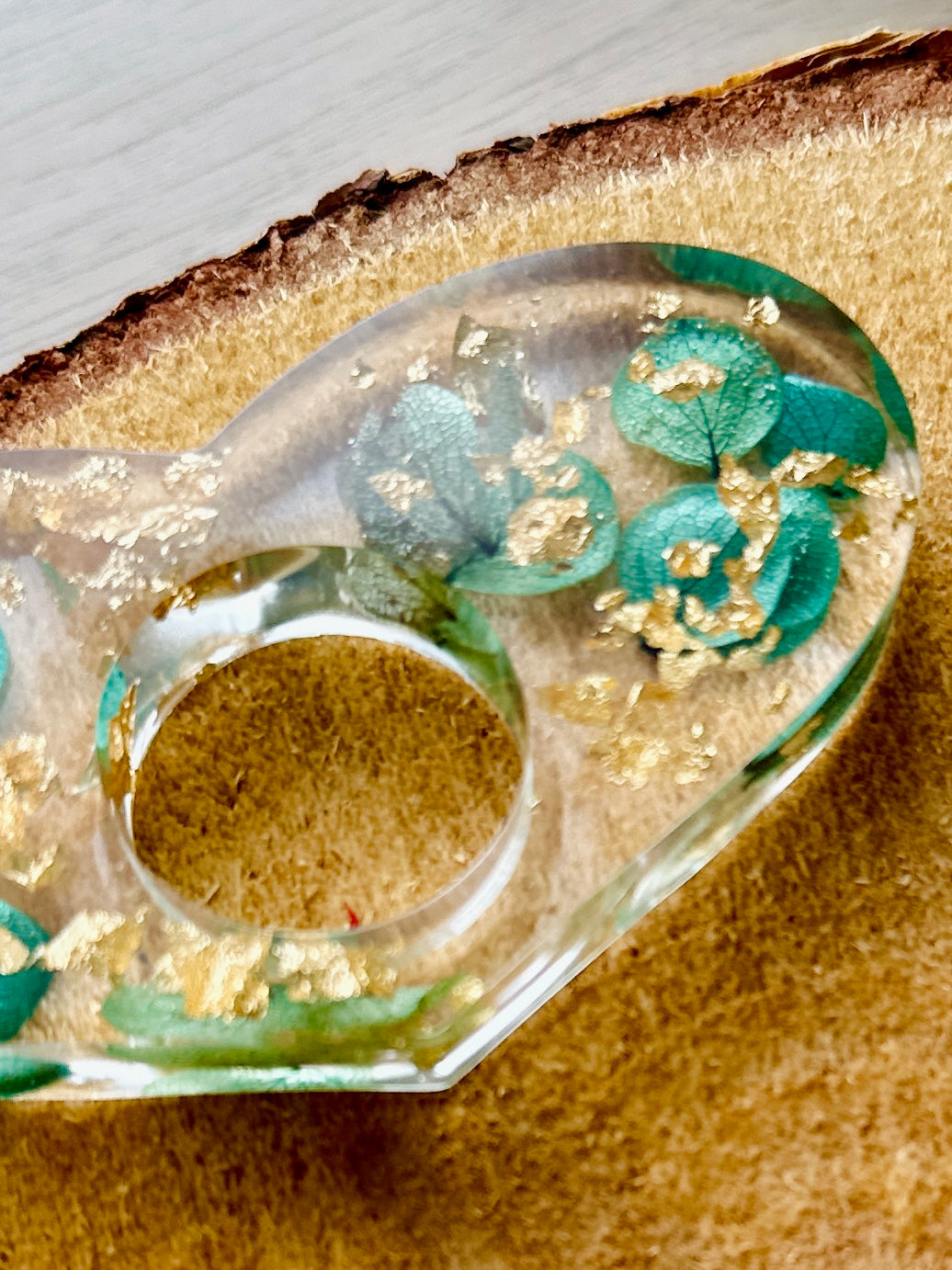 Bague de lecture en résine époxy Hortensia Vert