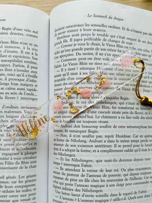 Marque-page personnalisé en résine époxy Hortensia Rose