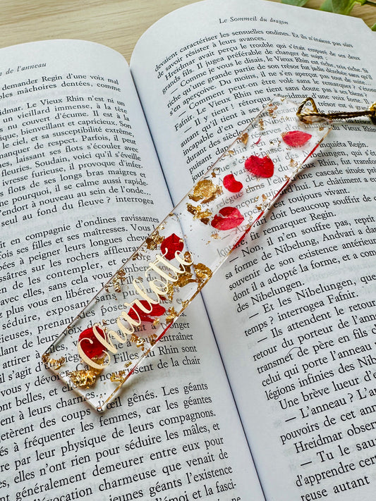 Marque-page personnalisé en résine époxy Hortensia Rouge