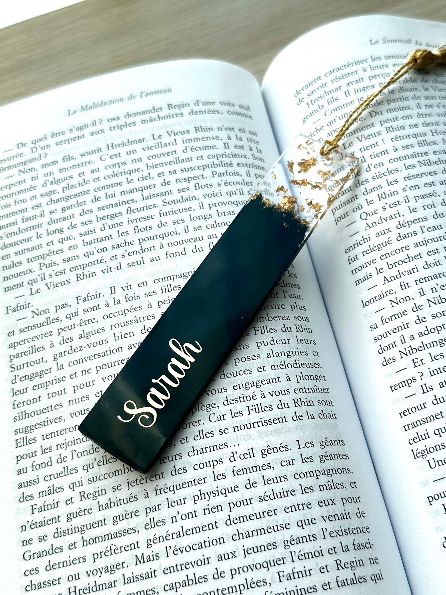 Combo Marque-page + Bague de Lecture Résine Noir