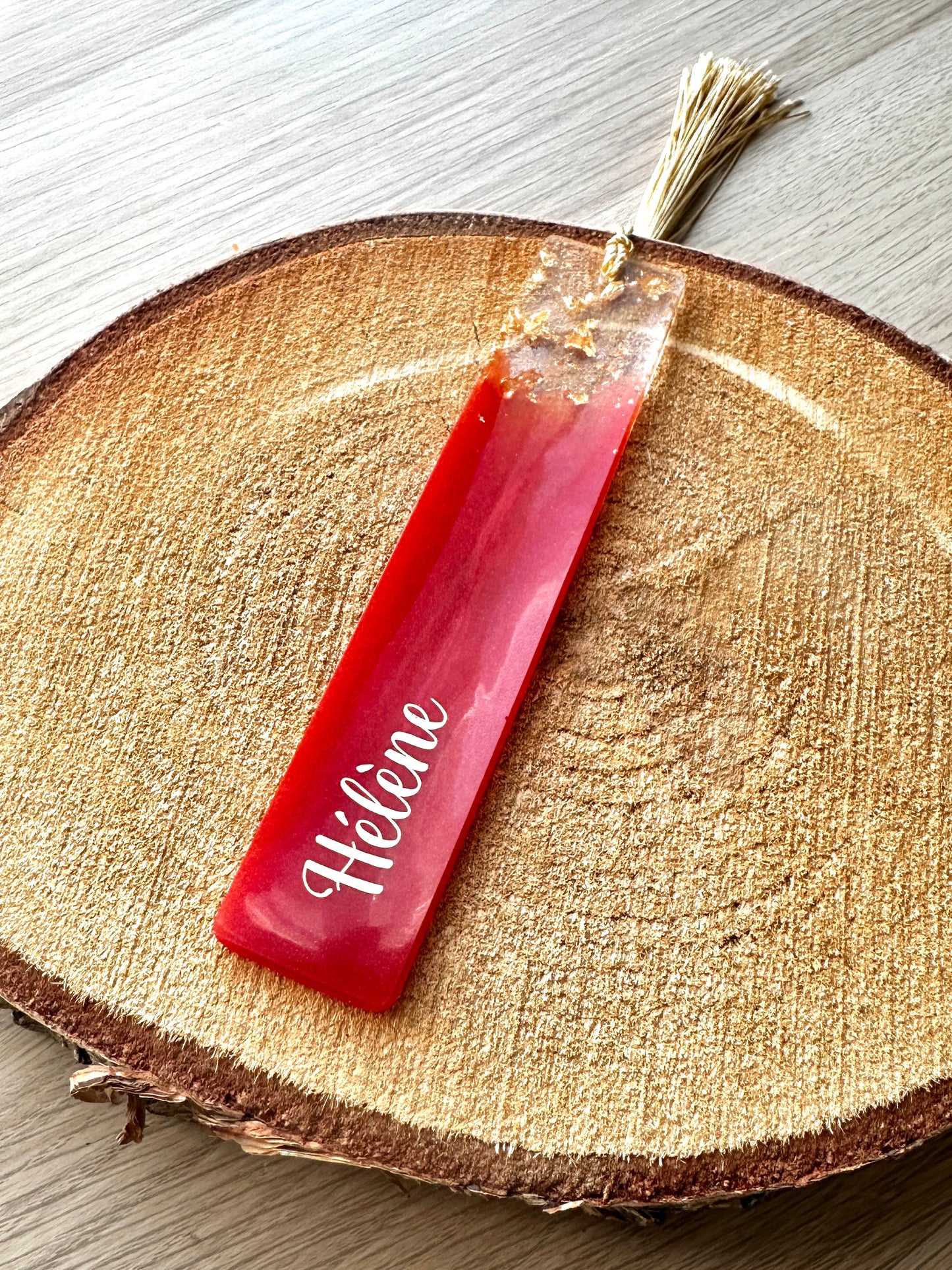 Marque-page et bague de lecture en résine époxy Rouge