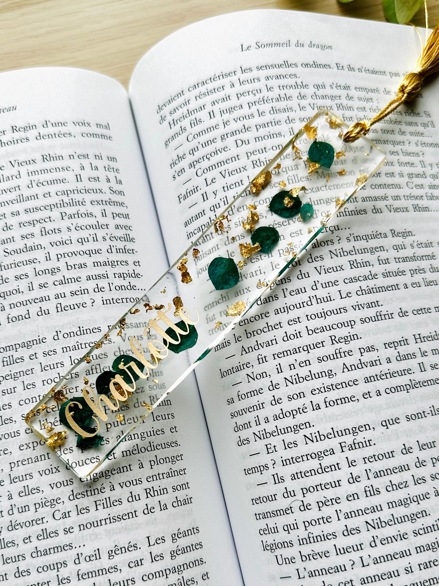 Marque-page personnalisé en résine époxy Hortensia Vert