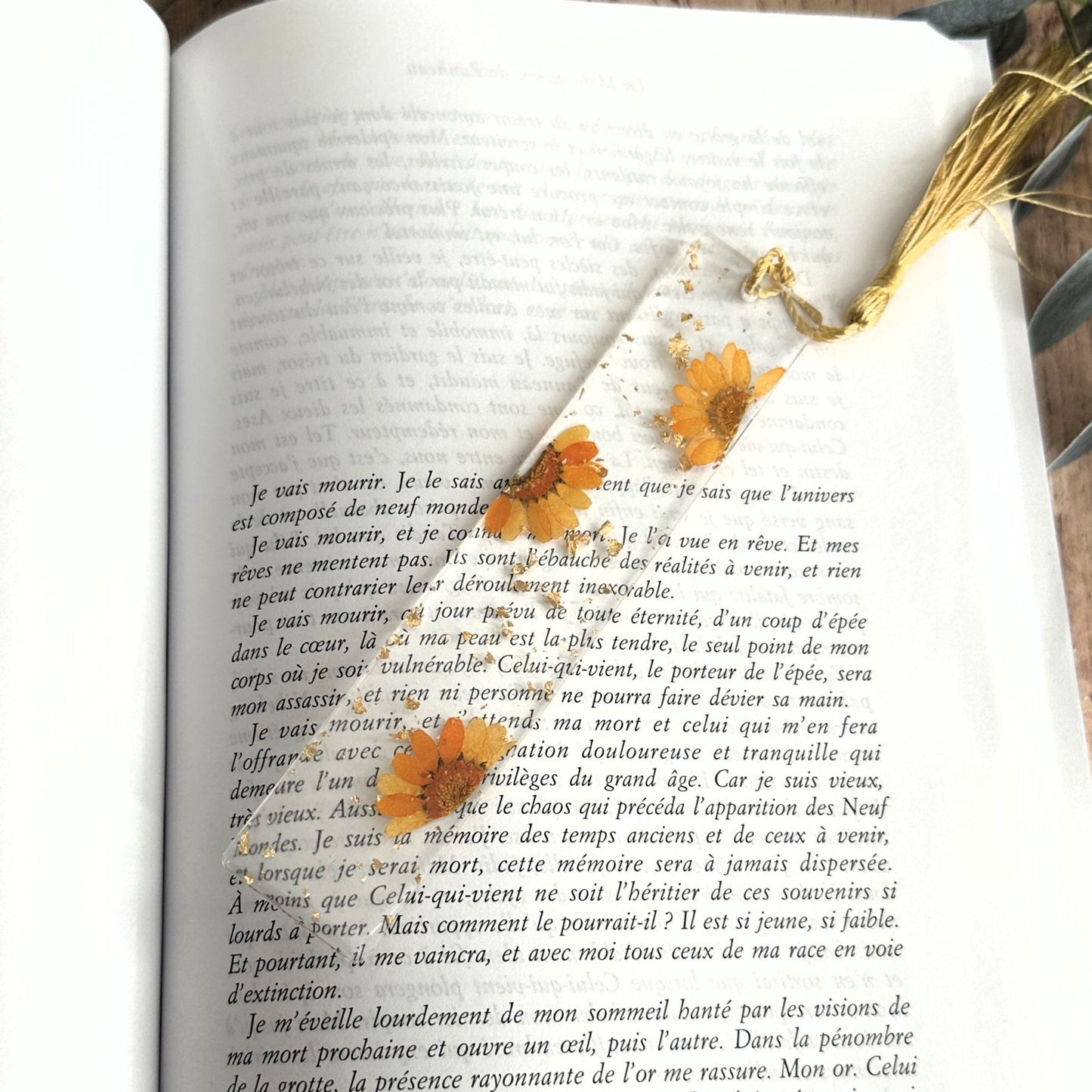 Marque-page personnalisé en résine époxy Marguerites