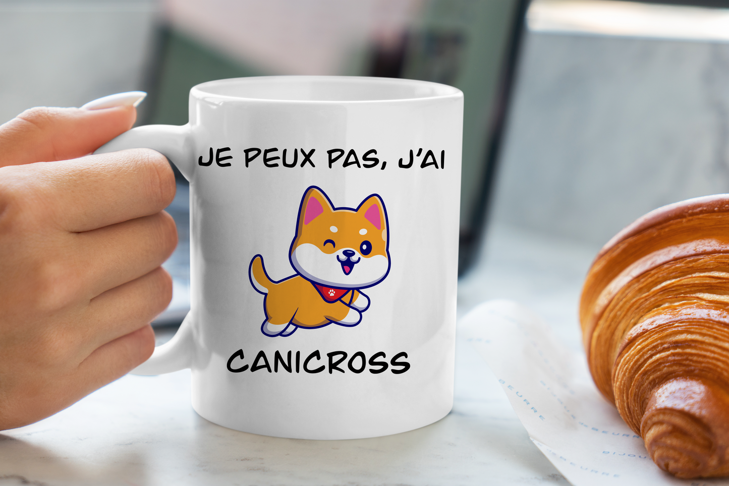 Tasse personnalisée Je peux pas, J'ai Canicross