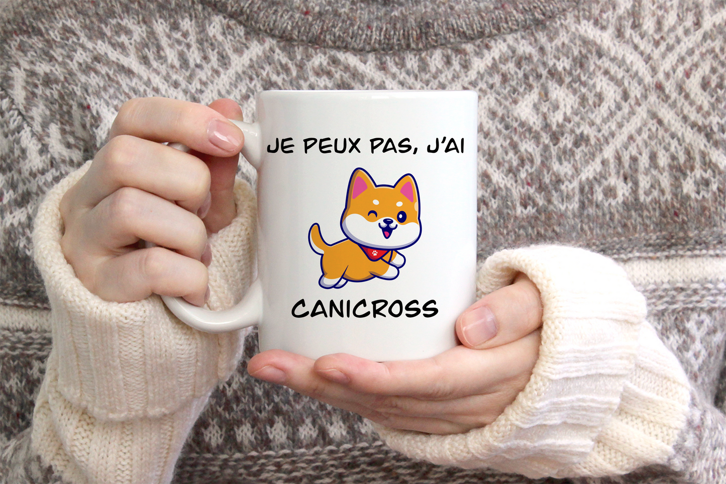 Tasse personnalisée Je peux pas, J'ai Canicross