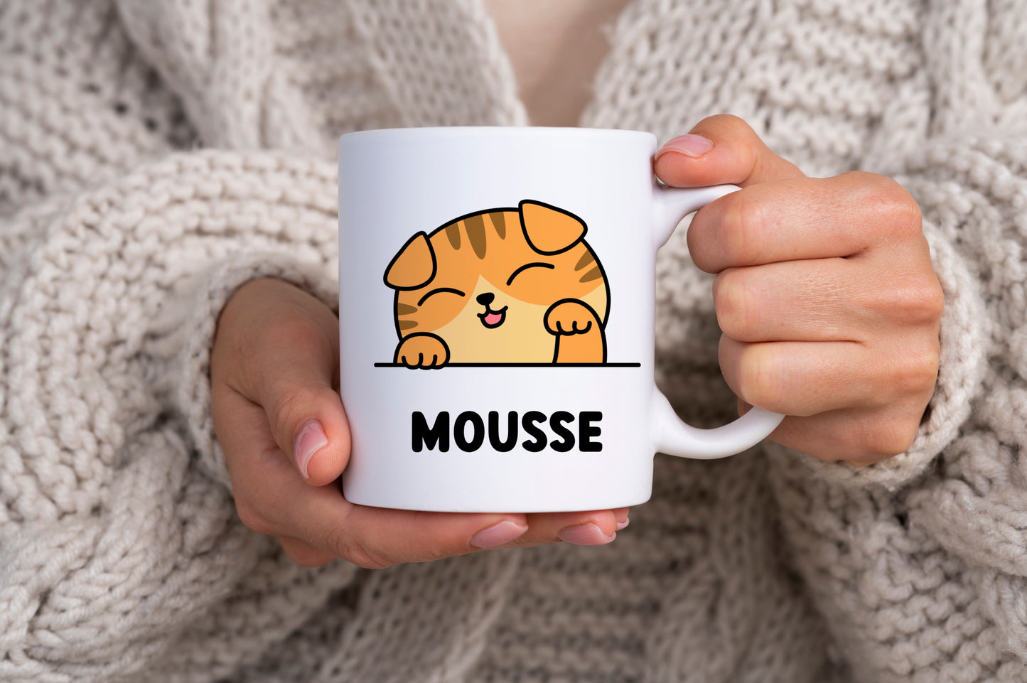 Tasse personnalisée avec prénom Chat Scottish fold roux