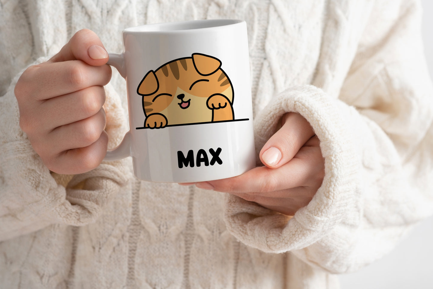 Tasse personnalisée avec prénom Chat Scottish fold roux
