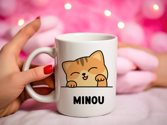 Tasse personnalisée avec prénom Chat roux