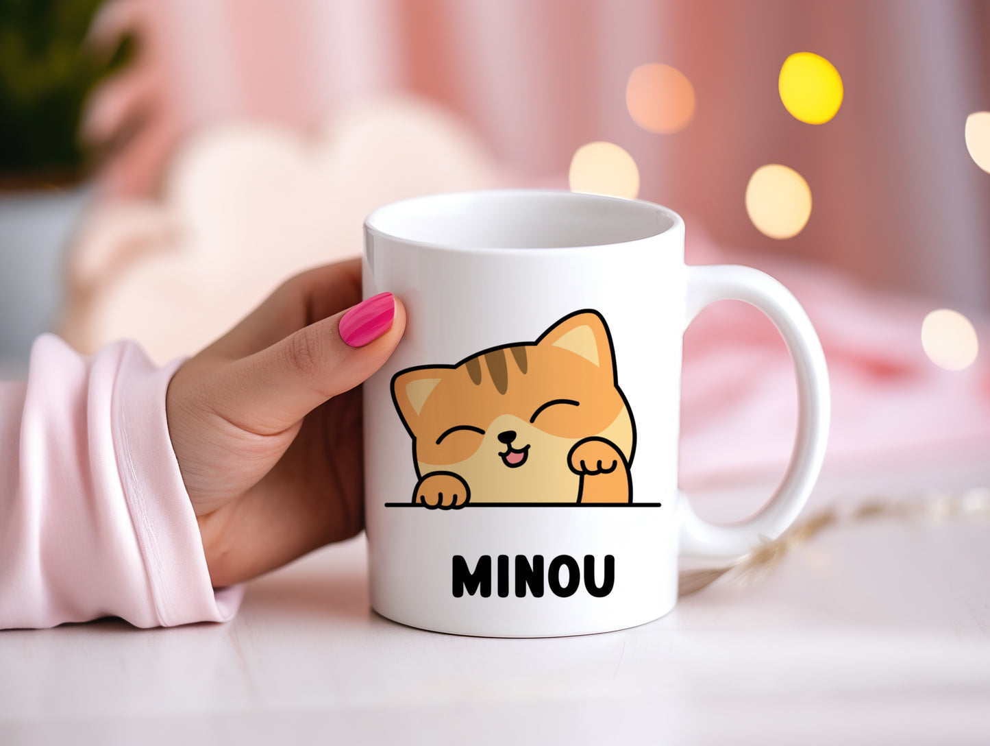 Tasse personnalisée avec prénom Chat roux