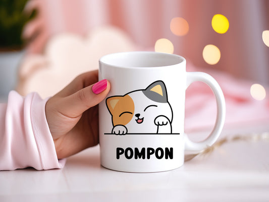 Tasse personnalisée avec prénom Chat tricolore