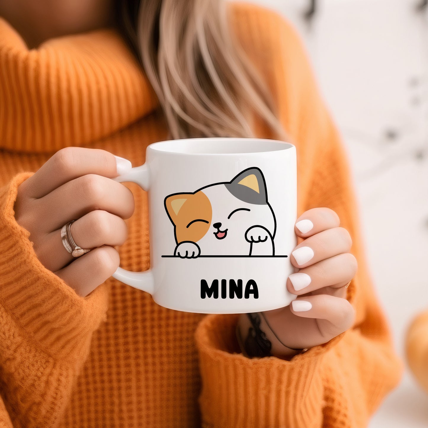 Tasse personnalisée avec prénom Chat tricolore