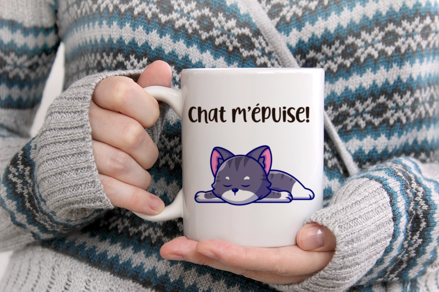 Tasse personnalisée Chat m’épuise