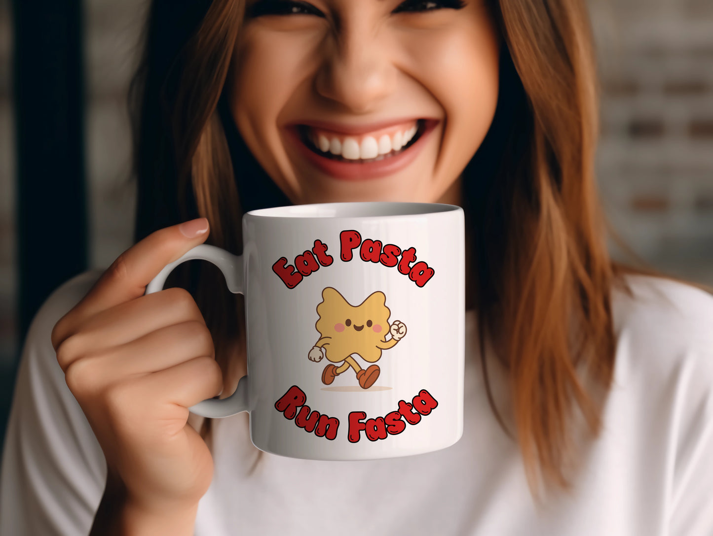 Tasse personnalisée Eat Pasta Run Fasta