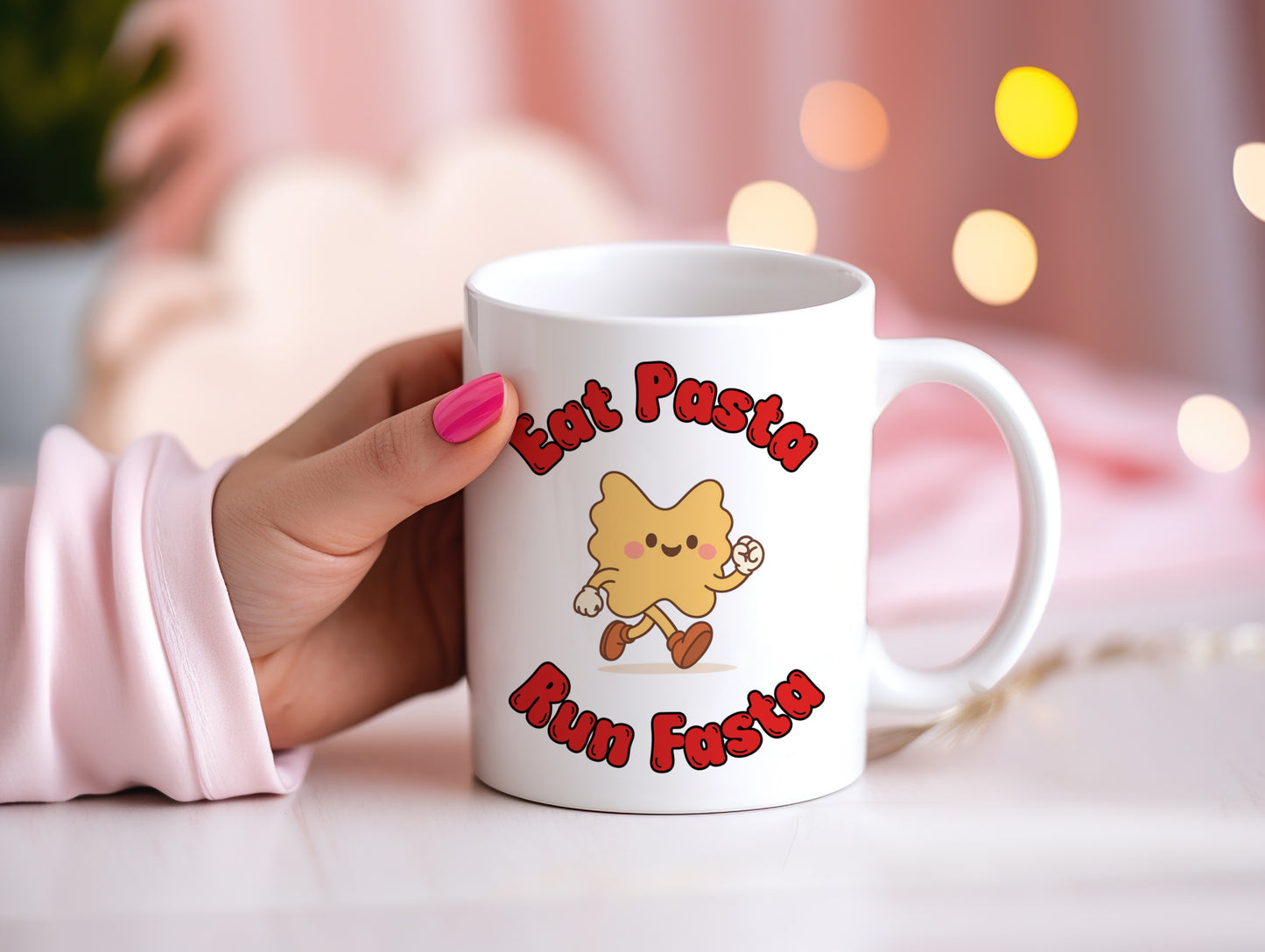 Tasse personnalisée Eat Pasta Run Fasta