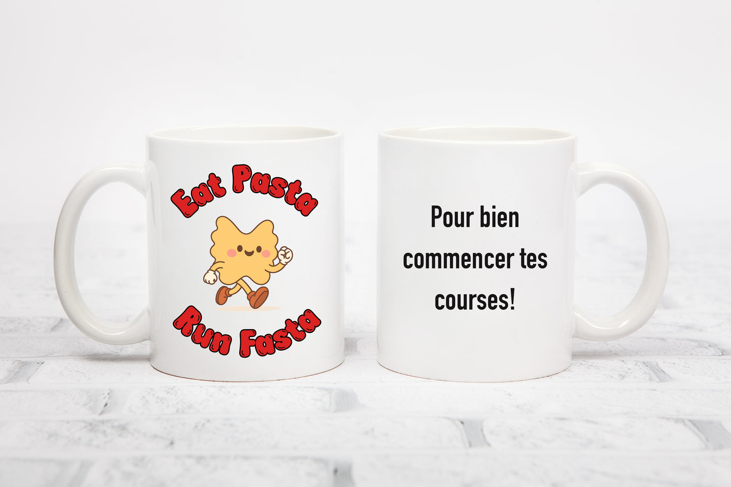 Tasse personnalisée Eat Pasta Run Fasta