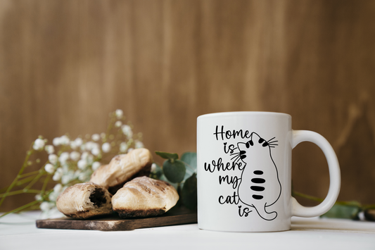Tasse personnalisée Home is where my cat is