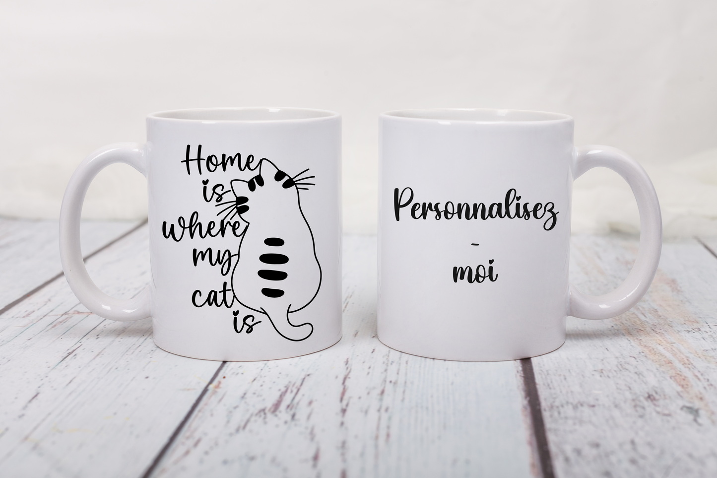 Tasse personnalisée Home is where my cat is