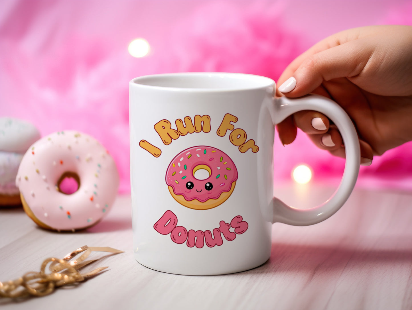 Tasse personnalisée I Run for Donuts