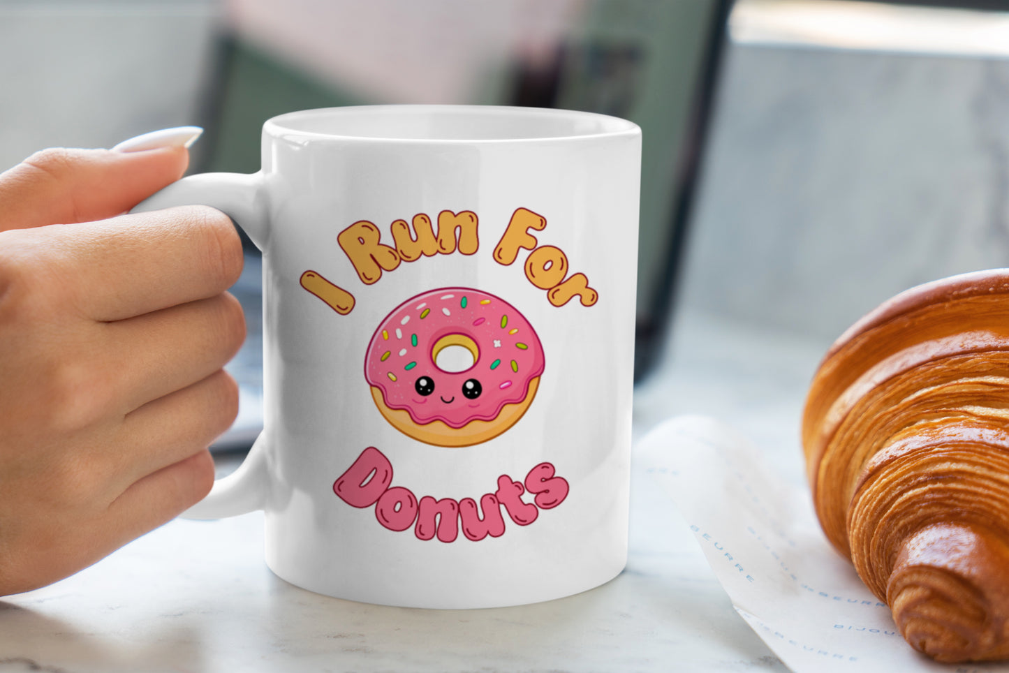 Tasse personnalisée I Run for Donuts