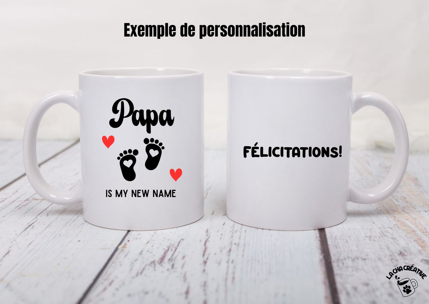 Duo de mugs personnalisés Maman & Papa is my new name