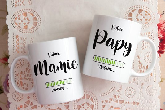 Mug personnalisé Annonce de grossesse - Papy, Mamie, Papa, Maman, Tonton, Tata, Parrain, Marraine