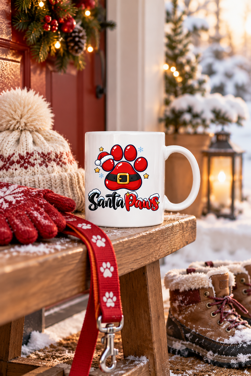 Tasse personnalisée Santa Paws – Patte de Père Noël