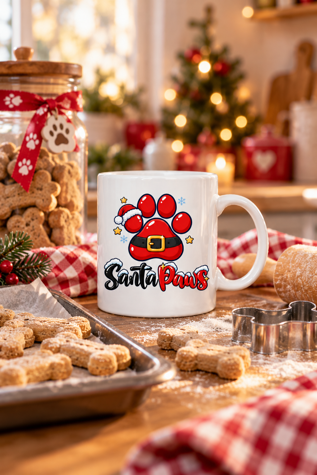 Tasse personnalisée Santa Paws – Patte de Père Noël