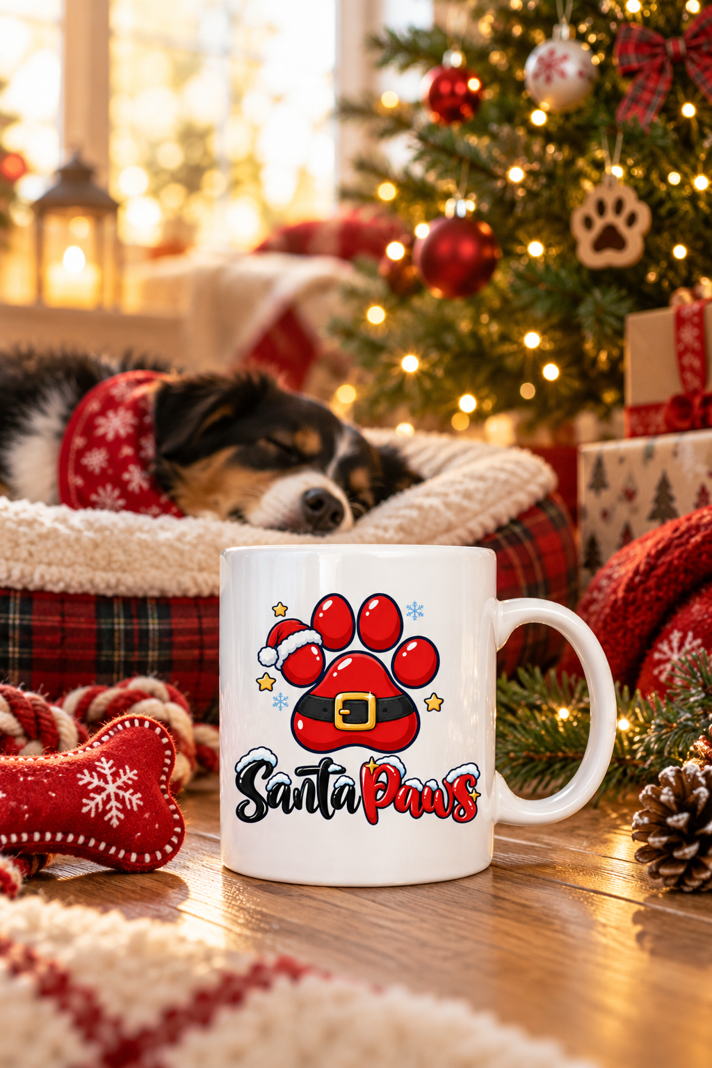 Tasse personnalisée Santa Paws – Patte de Père Noël