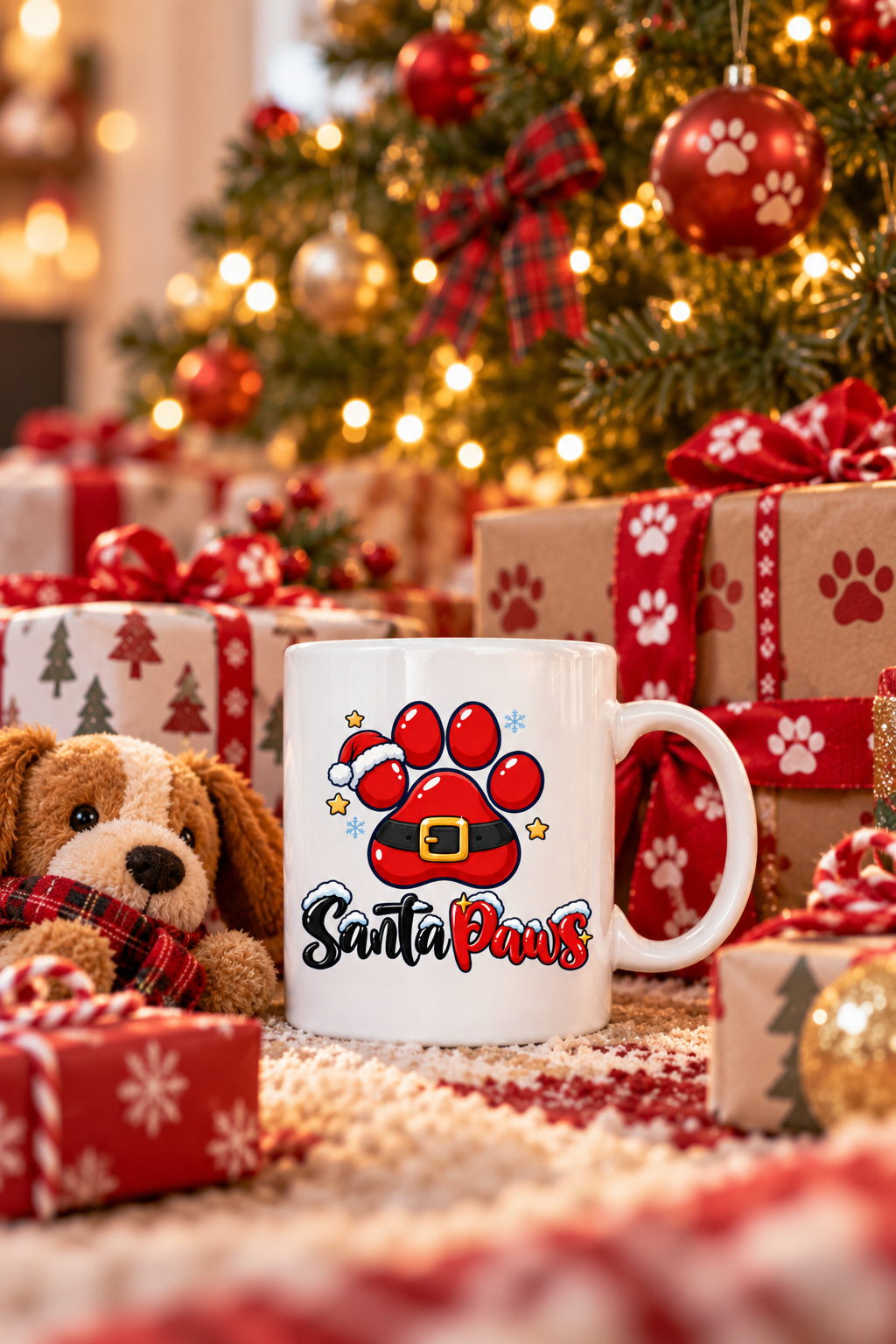 Tasse personnalisée Santa Paws – Patte de Père Noël