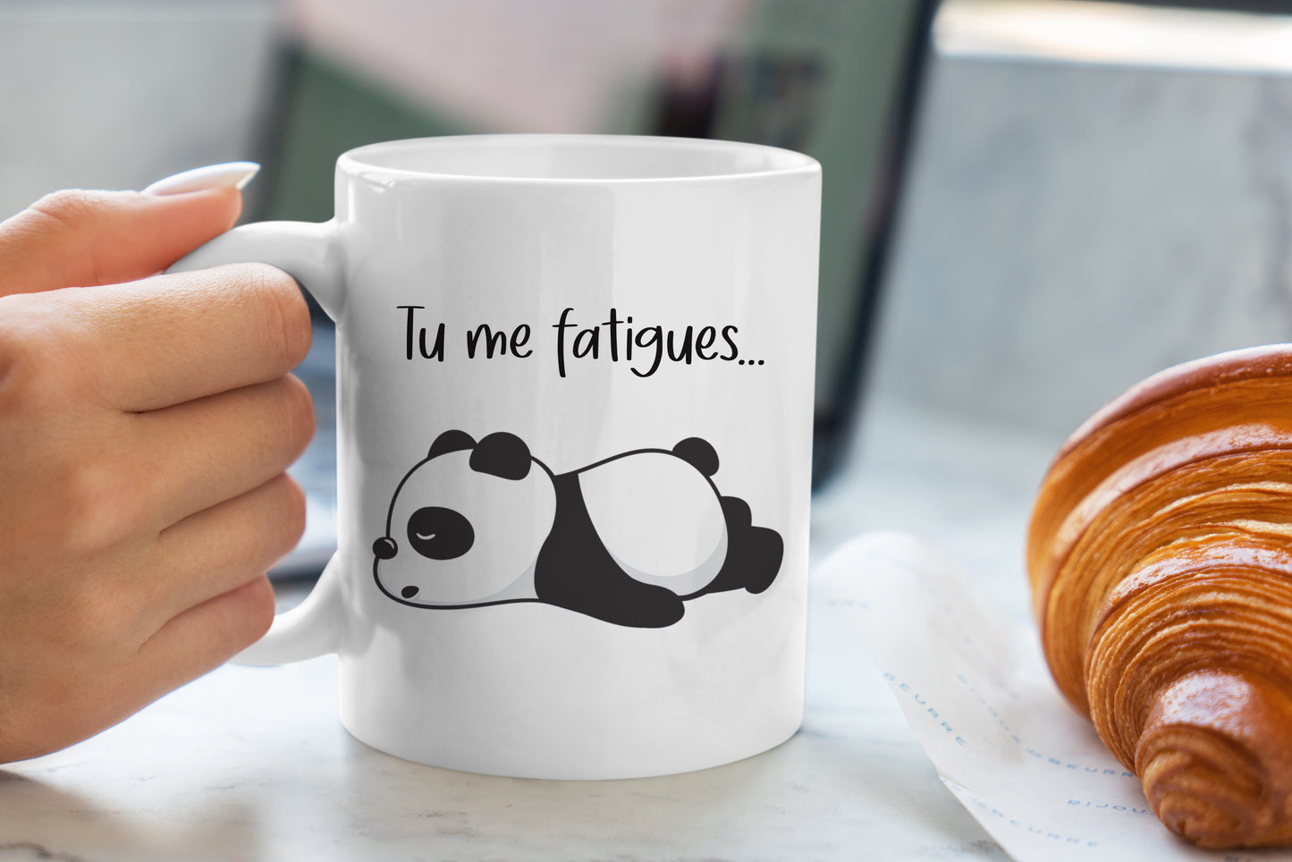 Tasse personnalisée Tu me fatigues Panda