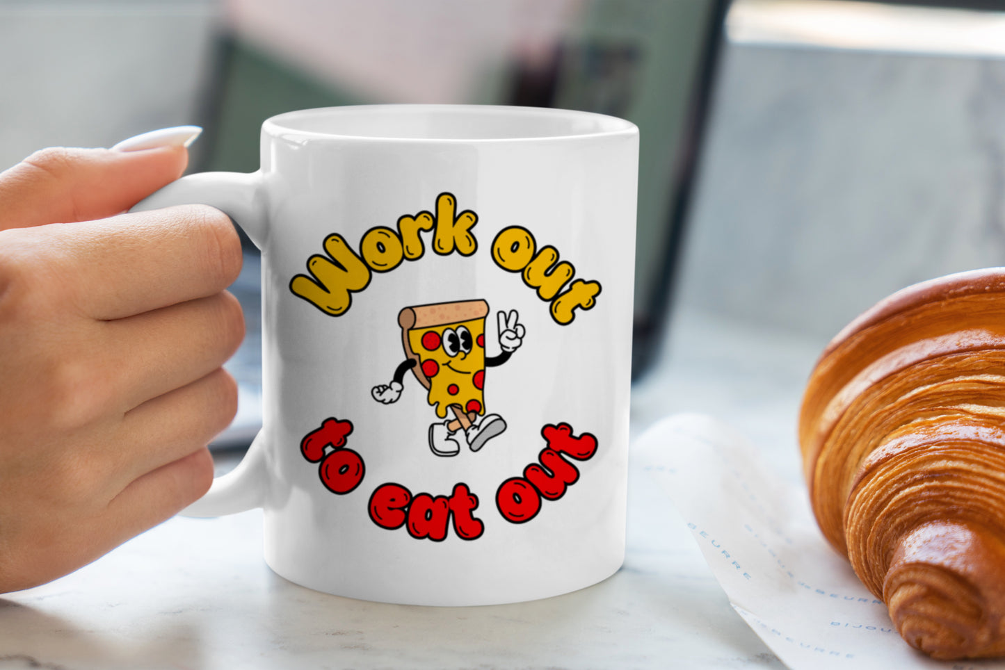Tasse personnalisée Work Out to Eat Out