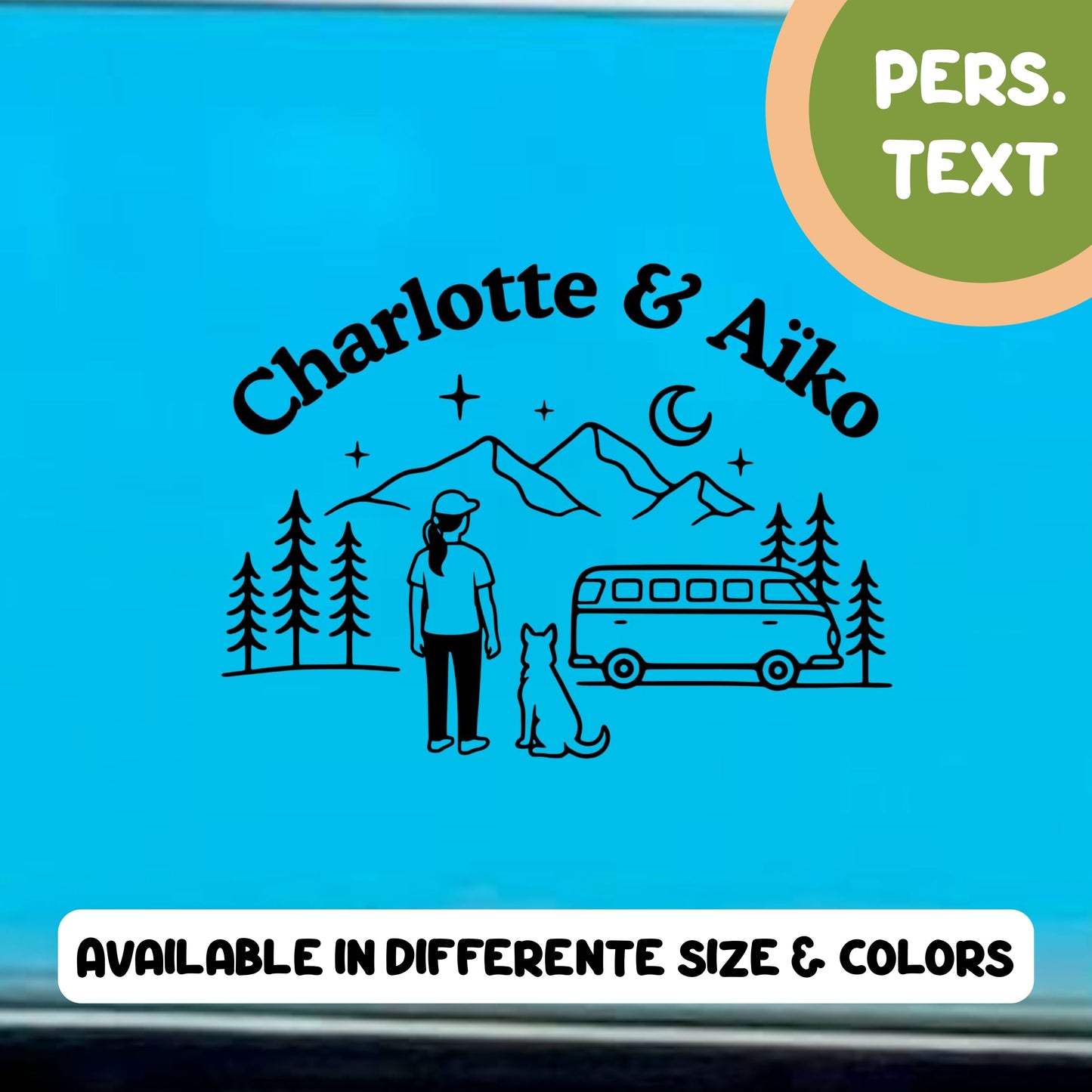 Sticker vanlife personnalisé chien & couple