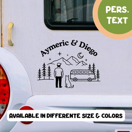Sticker vanlife personnalisé chien & couple
