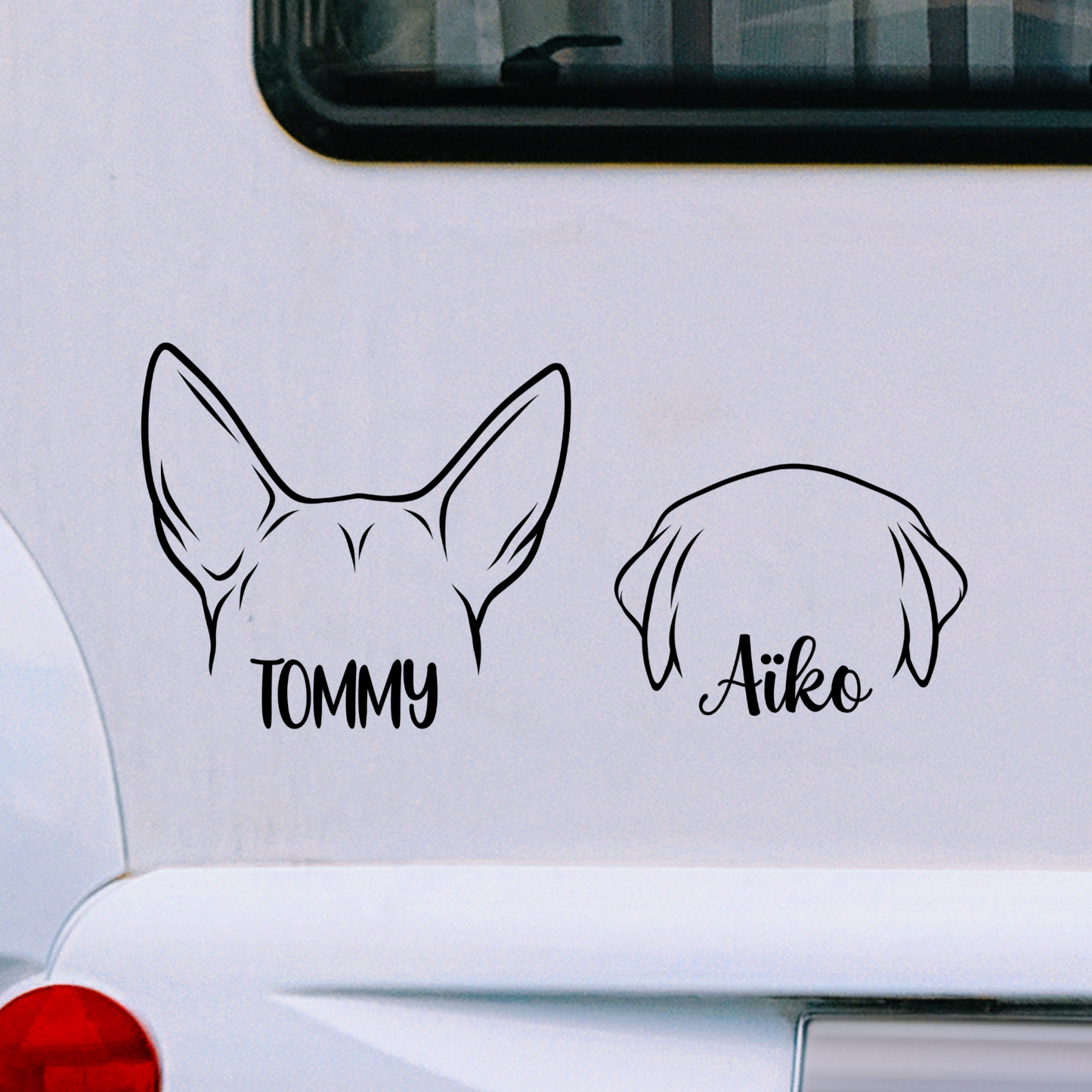 Sticker personnalisé oreille de chien avec prénom