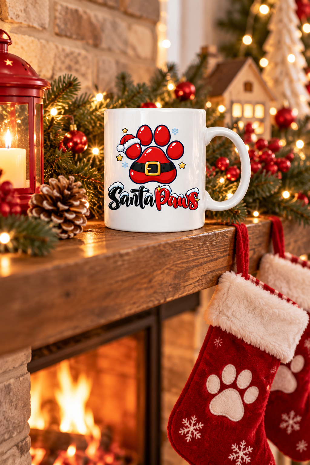 Tasse personnalisée Santa Paws – Patte de Père Noël